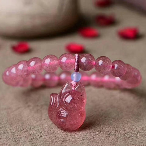 Le Renard Roux Rose Bracelet Renard En Perle Rose